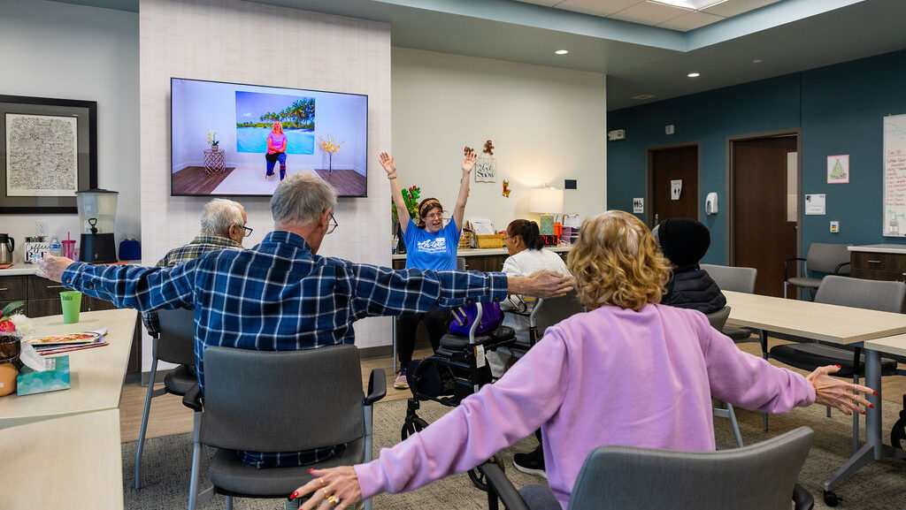 Group stretching class